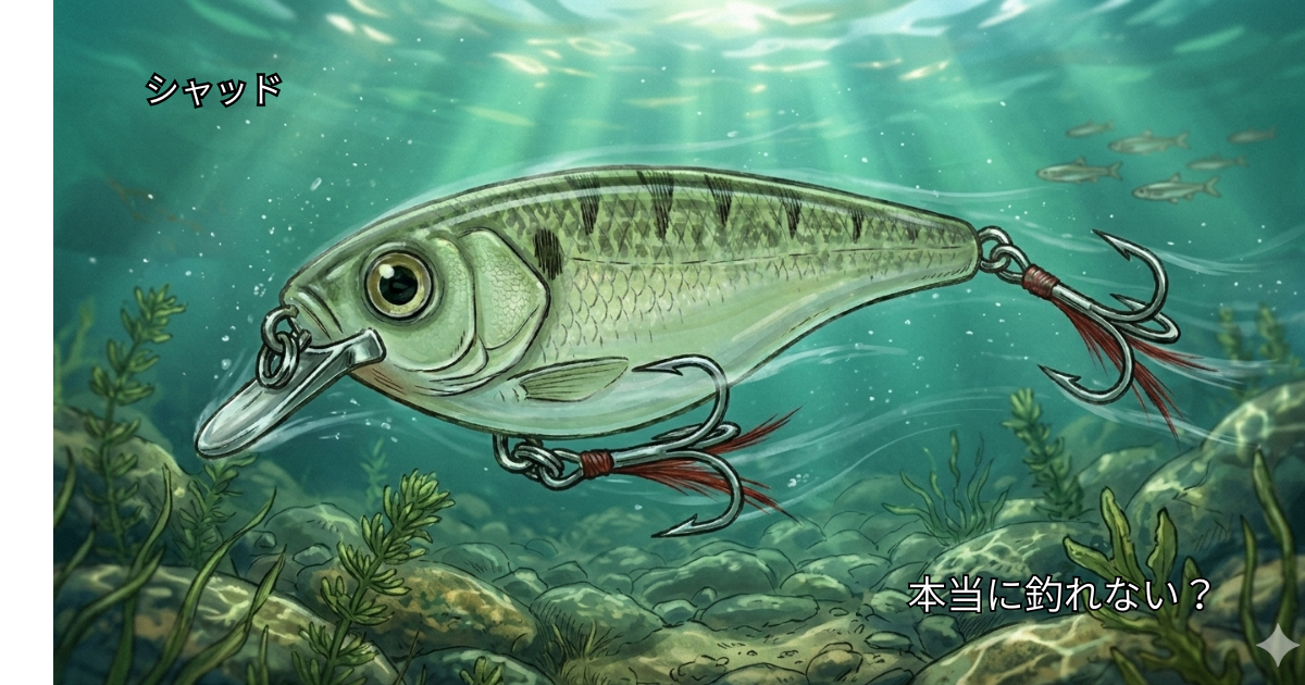 バス釣り初心者向けシャッドプラグの水中イメージ